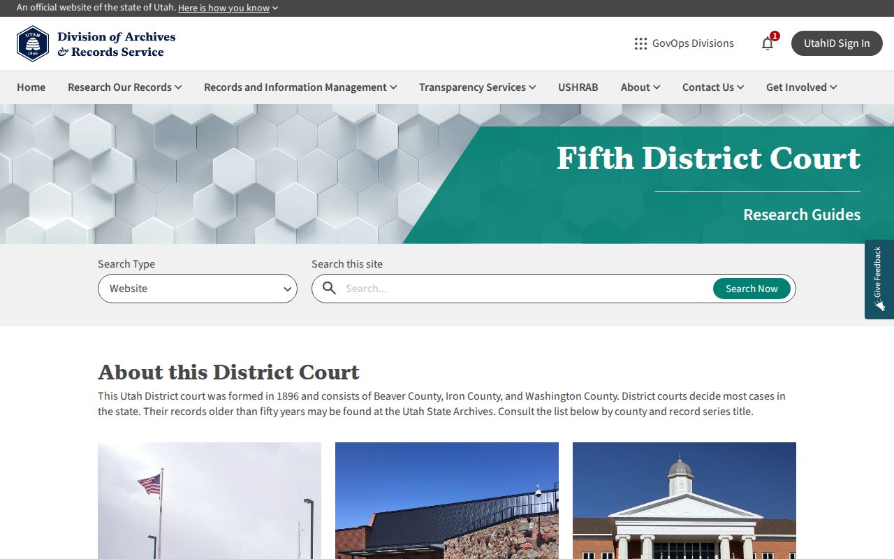 Historical St. George court records in the Utah Archives Fifth District guide