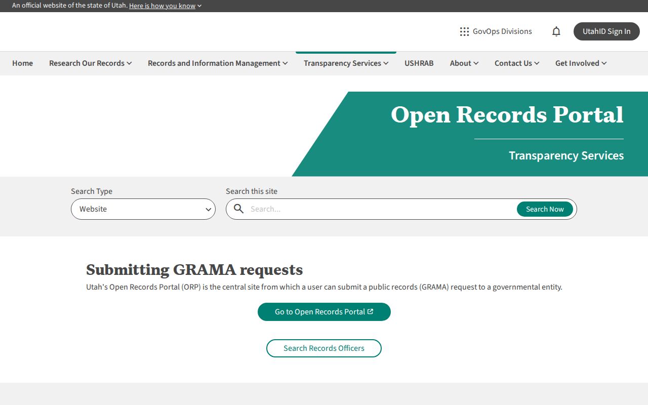 St. George open records request submission through Utah GRAMA portal