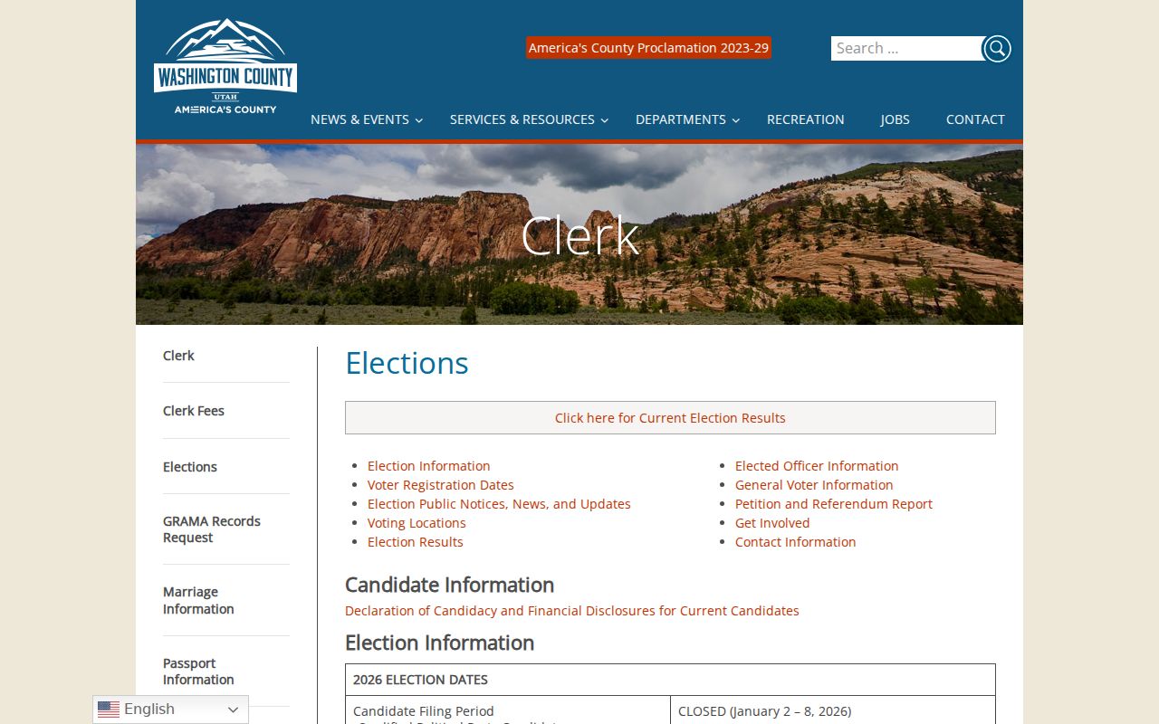St. George voter registration records resources from Washington County Elections