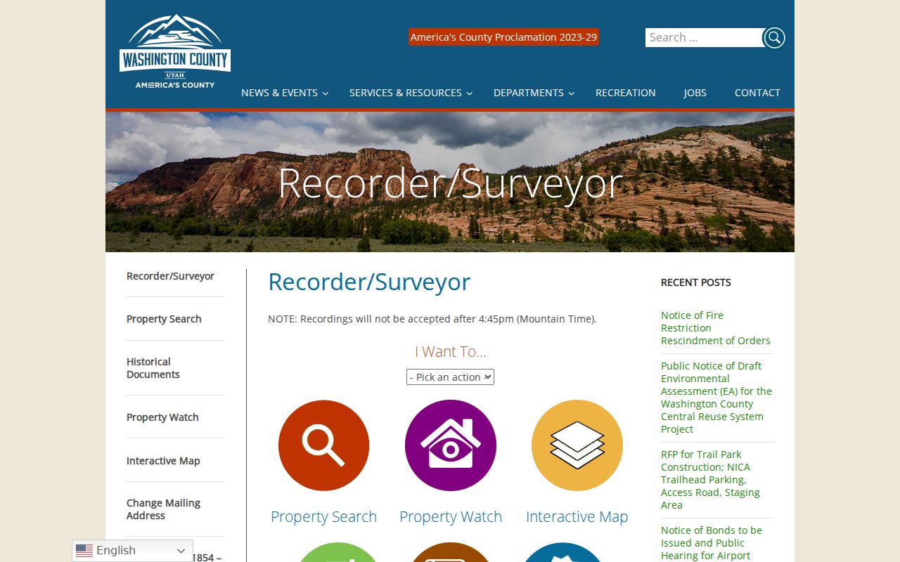 St. George record access links on the Washington County Recorder property search